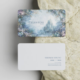 Fairytale Castle Purple Floral Misty Forest Business Card