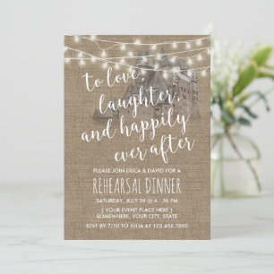Fairytale Castle Rustic Burlap Rehearsal Dinner Invitation