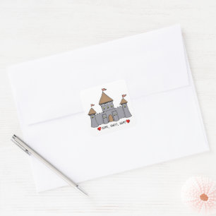 Fairytale Castle Sketch Square Sticker