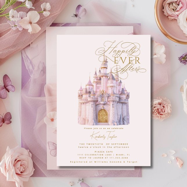 Fairytale Castle Storybook Pink Bridal Shower Invitation (Creator Uploaded)