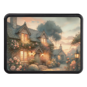 Fairytale Cottage at Sunset with Roses Trailer Hitch Cover