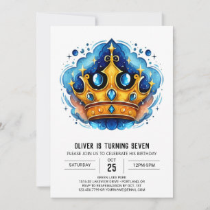 Fairytale Custom Prince Crown Birthday Invitation
