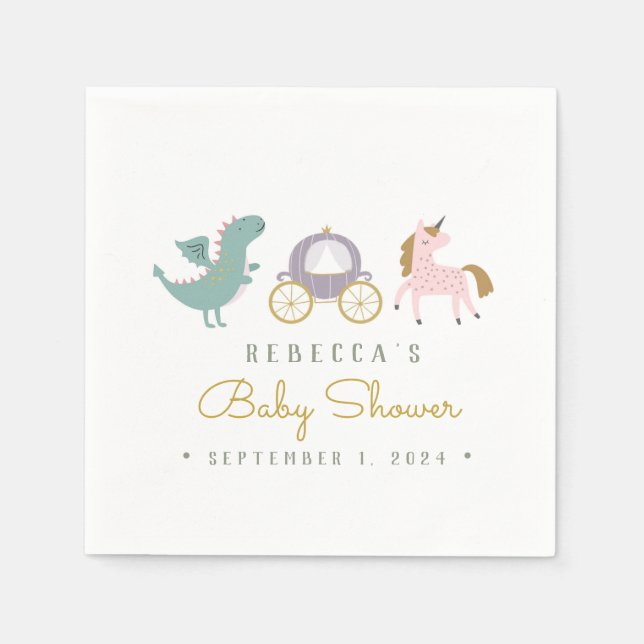 Fairytale Cute Dragon Baby Shower Napkins (Front)