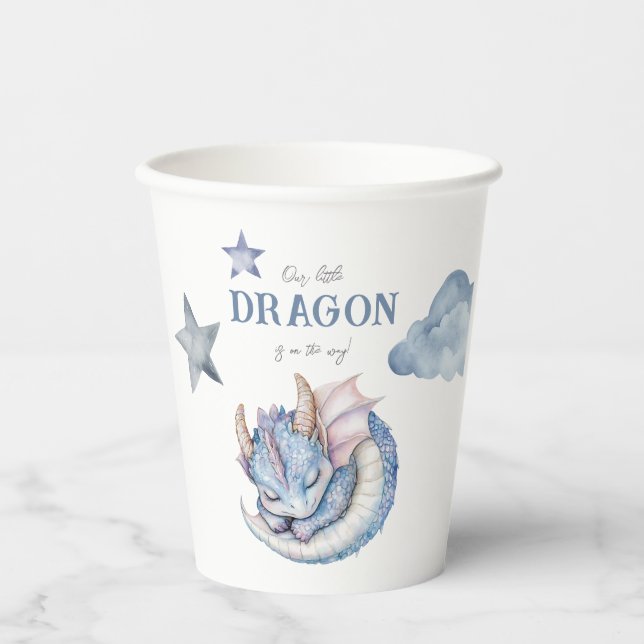 Fairytale Dreamy Dragon Baby Shower Paper Cups (Front)