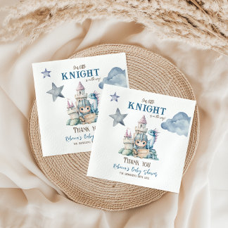 Fairytale Dreamy Dragon Blue Knight Baby Shower Napkin