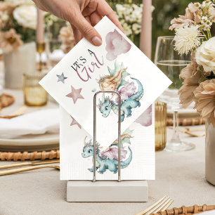 Fairytale Dreamy Dragon Pink Princess Baby Shower Napkin