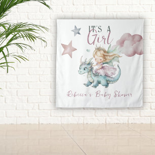 Fairytale Dreamy Dragon Pink Princess Baby Shower  Tapestry