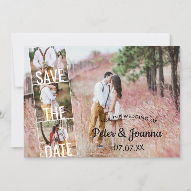 Fairytale Elegant 5 Photo Save The Date Wedding In Invitation (Front)