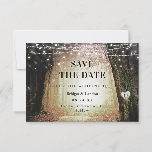 Fairytale Enchanted Forest Golden Save The Date (Front)