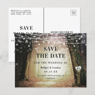 Fairytale Enchanted Forest Golden Save The Date Announcement Postcard