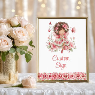 Fairytale Fairy Girl Blush Floral Birthday Custom  Poster