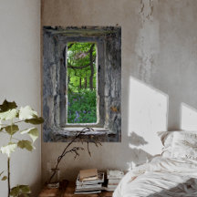 Fairytale 'Fake' Stone Window with View of Flowers