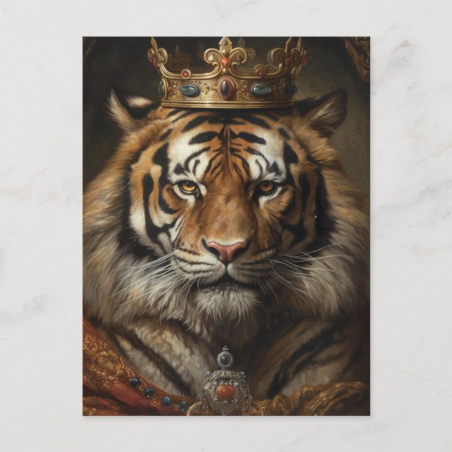 Fairytale Fantasy Tiger in a Crown Postcard (Front)
