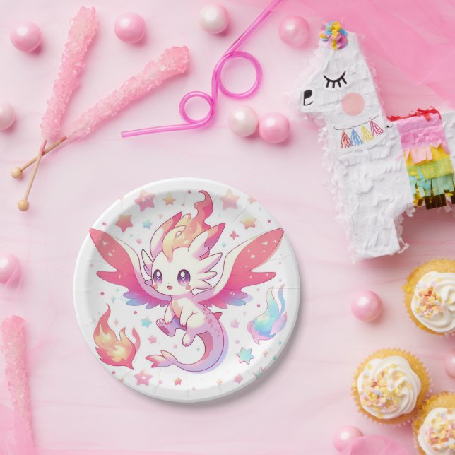 Fairytale Fiery Dragon Baby Shower Paper Plate (Party)
