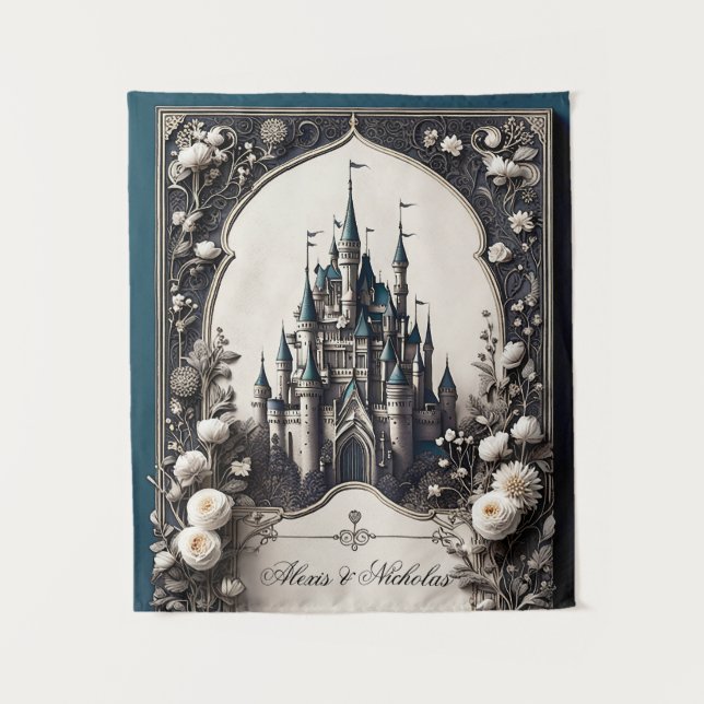 Fairytale Floral Castle Tapestry (Front)