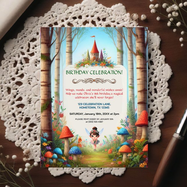 Fairytale Forest Birthday Invitation Postcard (Creator Uploaded)
