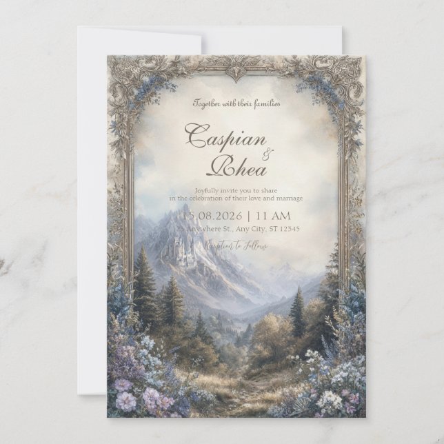 Fairytale Forest Castle Wedding  Invitation (Front)