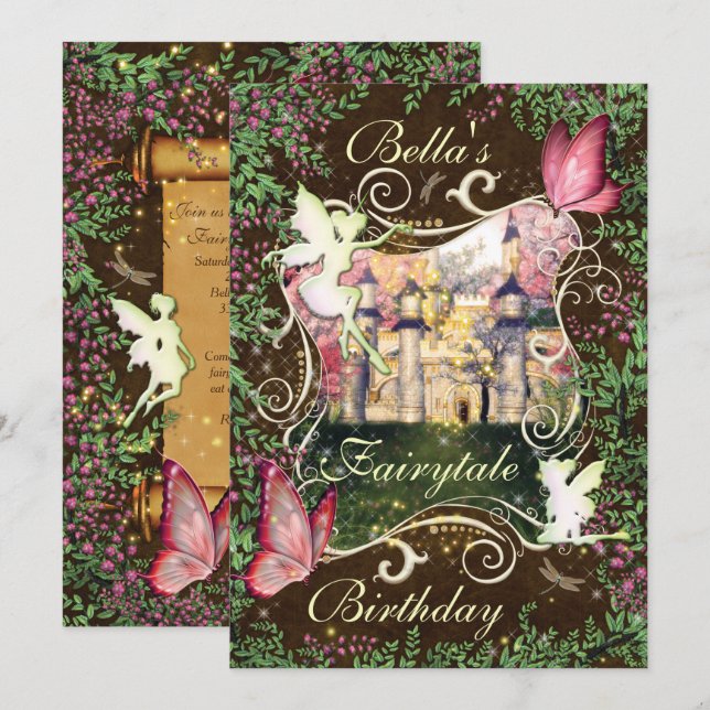 Fairytale Forest Enchanted Party Invitations (Front/Back)