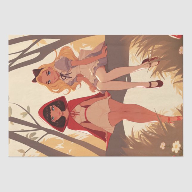 Fairytale Friends Little Red Riding Hood & Alice Tissue Paper (Front)