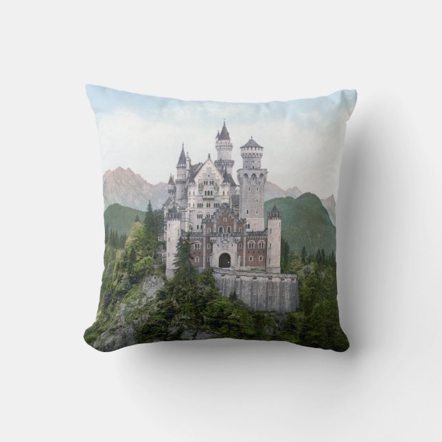 Fairytale German Castle Throw Pillow (Front)