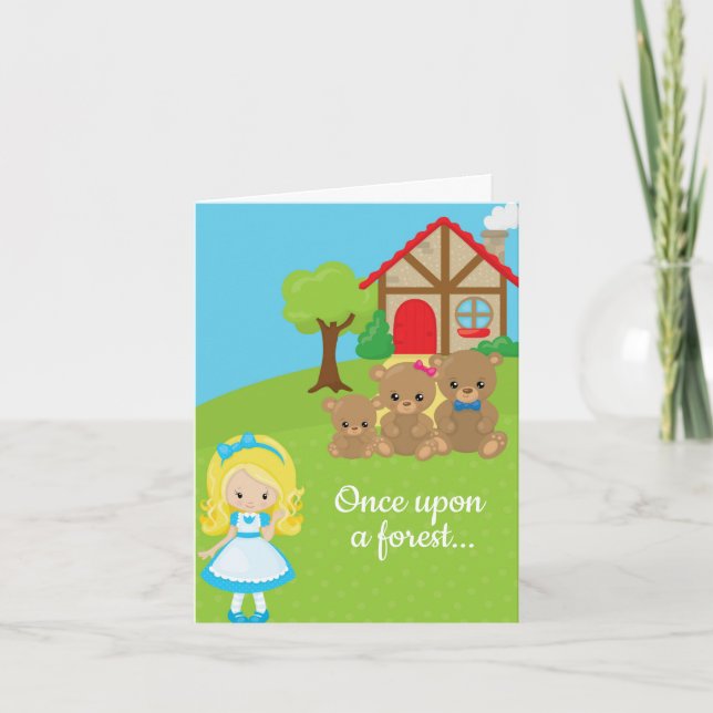 Fairytale Goldilocks and Bears Girls Birthday Invitation (Front)