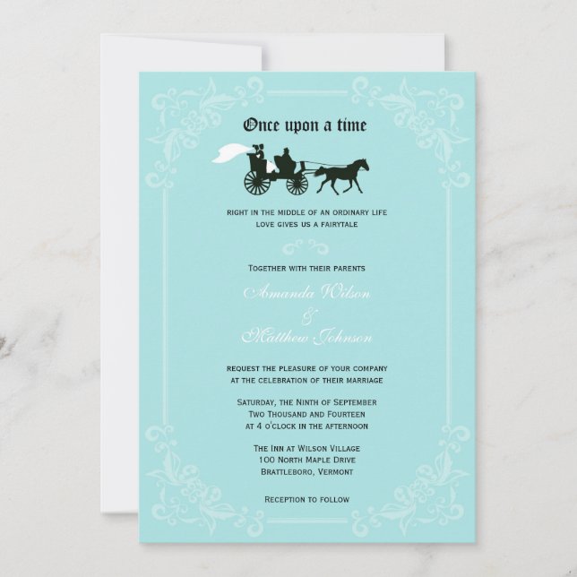 Fairytale Horse et Carriage Mariage Invitations (Devant)