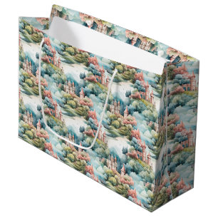 Fairytale in Fairyland Castles Pastel Pink Blue  Large Gift Bag