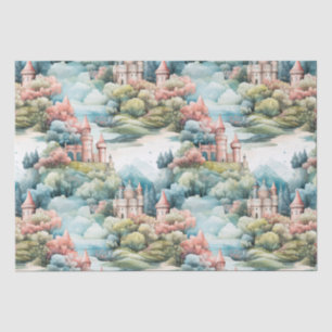 Fairytale in Fairyland Castles Pastel Pink Blue  Tissue Paper