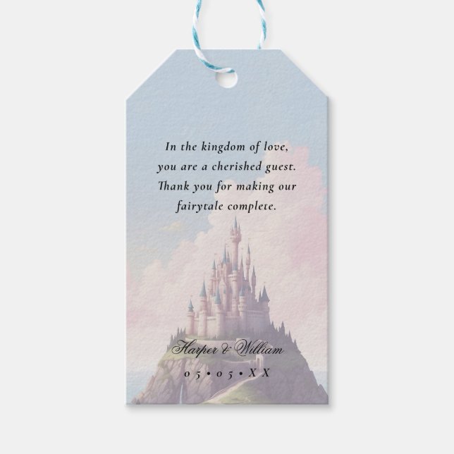 Fairytale lovebirds wedding gift tags (Front)