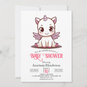 Fairytale Lovely Unicorn Baby Shower Invitation