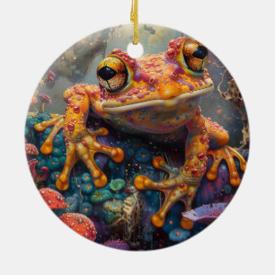 Fairytale magic frog ceramic ornament