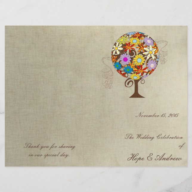 Fairytale Magical Flower Tree Wedding Program (Front)