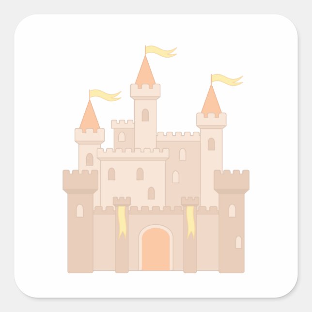 Fairytale Medieval Royal Princess Castle Square Sticker (Front)