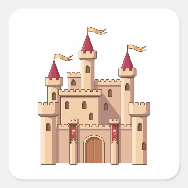 Fairytale Medieval Royal Princess Castle Square Sticker (Front)