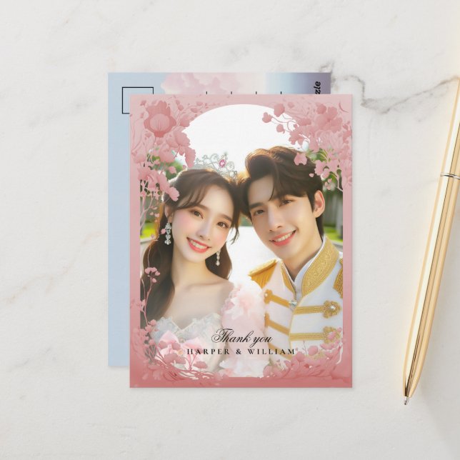 Fairytale merci photo mariage Carte postale (Devant/Arrière en situation)