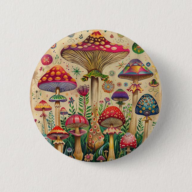Fairytale Mushrooms 2 Inch Round Button (Front)