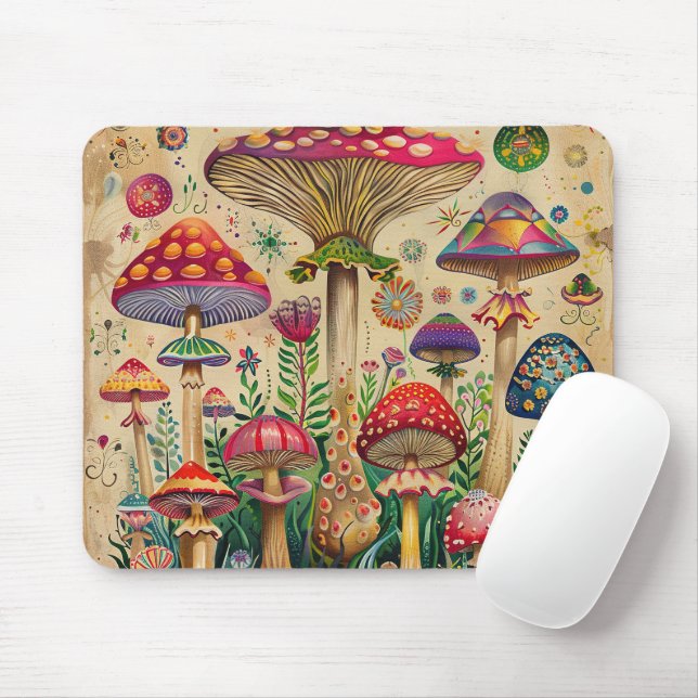 Fairytale Mushrooms Mouse Pad (With Mouse)