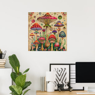 Fairytale Mushrooms Poster