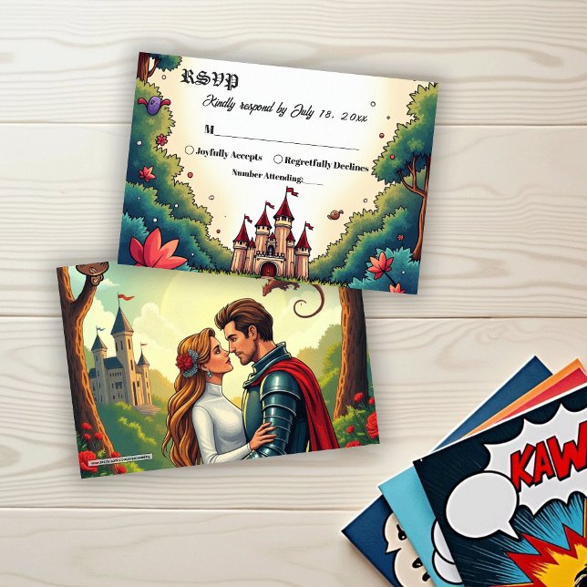 Fairytale Once Upon A Time Castle Woodland Wedding RSVP Card (Creator Uploaded)