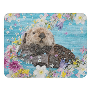 Fairytale Otter in River of Flowers Door Sign