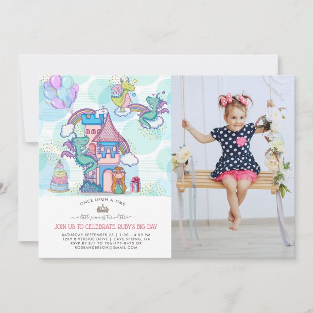 Fairytale Party Invitation | Princess & Dragons (Front)