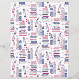 Fairytale Pile of Books White Scrapbook Paper