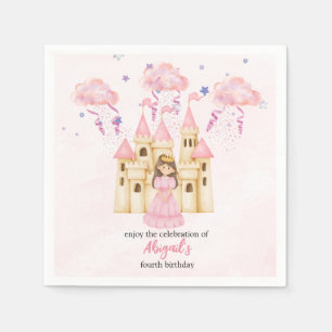 Fairytale Pink Castle Princess All Ages Birthday Napkin