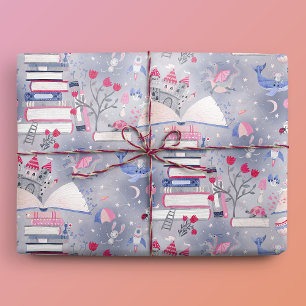 Fairytale Pop Up Book Castle Grey Wrapping Paper