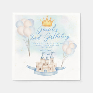 Fairytale prince Castle Crown party 3d Birthday Napkin