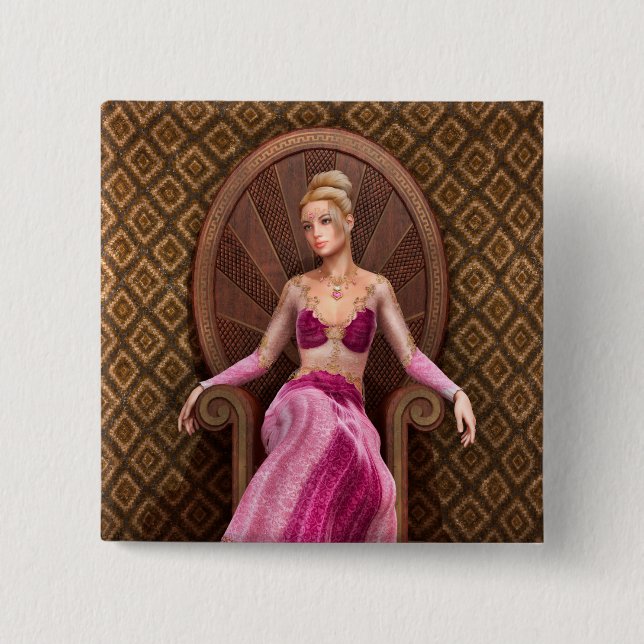 Fairytale Princess 2 Inch Square Button (Front)