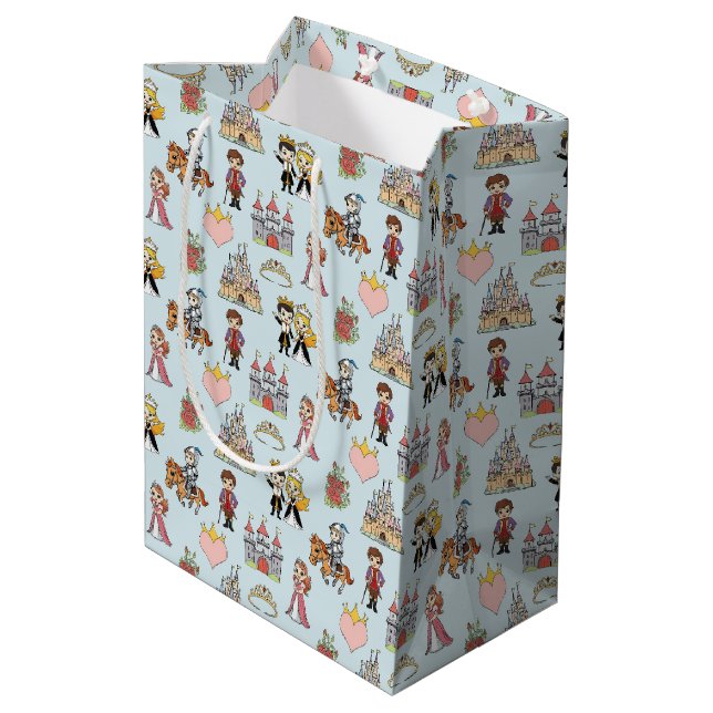 Fairytale Princess and Knight Pattern Gift Bag (Back Angled)