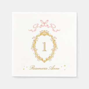 Fairytale Princess Big Number Girly Birthday Party Napkin