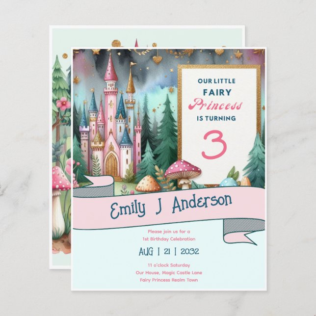 Fairytale Princess Birthday ANY Age Fairycore (Front/Back)