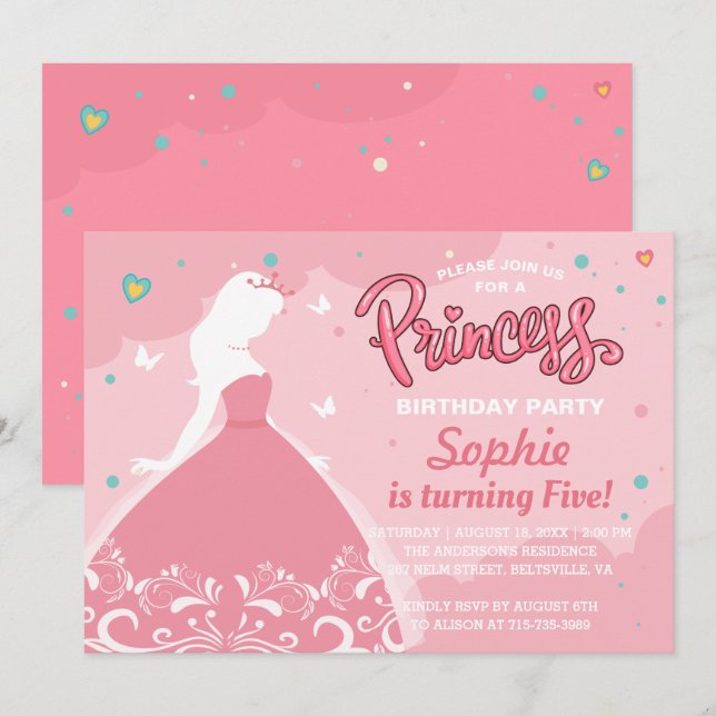 Fairytale Princess Birthday Party Invitation (Front/Back)